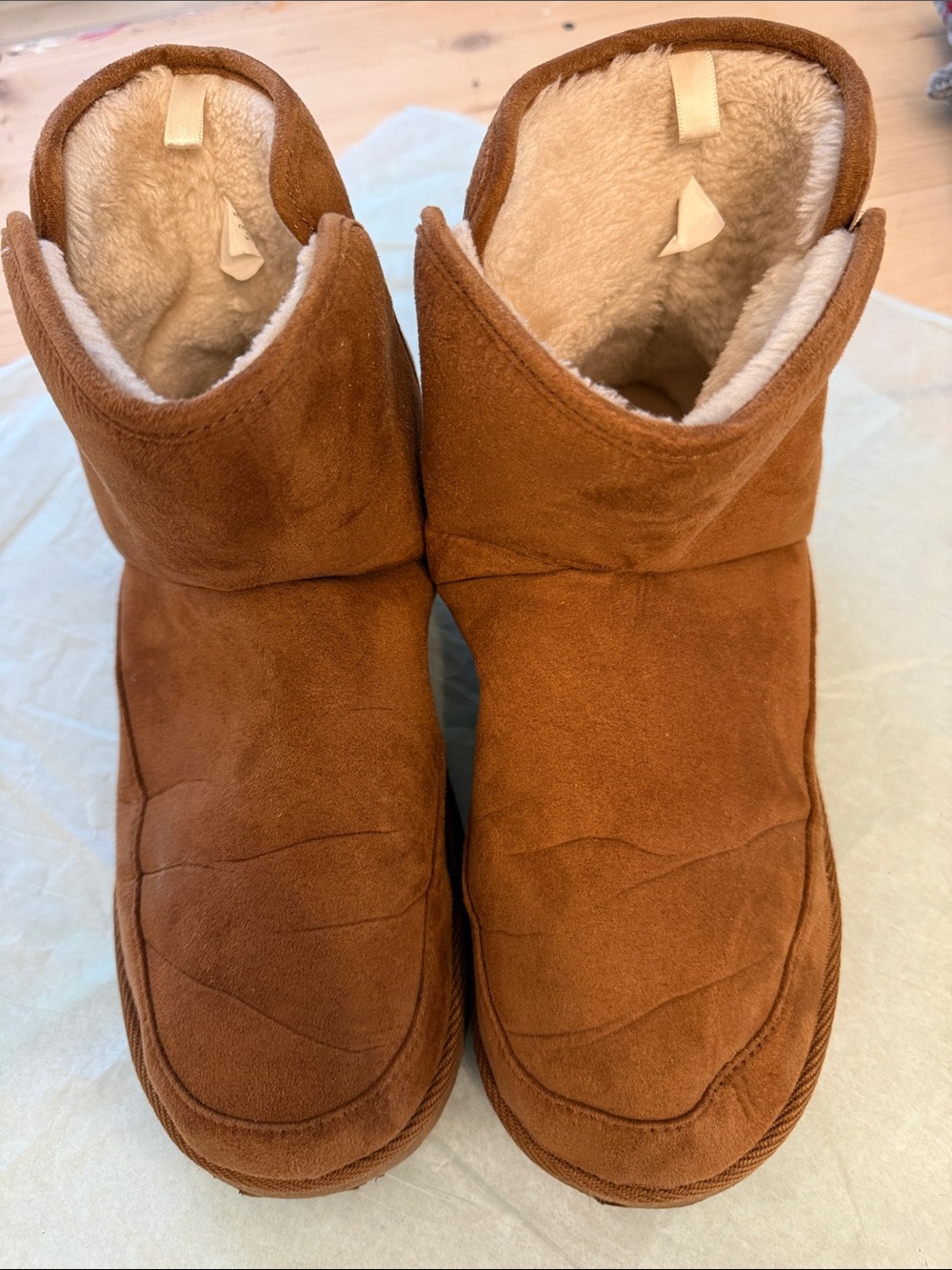 Old Navy Women's Chestnut Faux-Suede Shearling Slip-On Boots